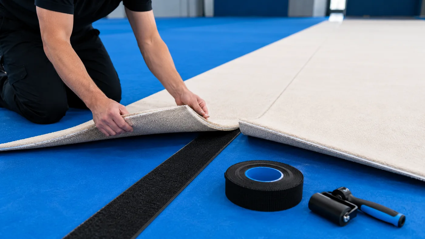 Как соединяются полосы гимнастического ковра и зачем нужна лента Velcro